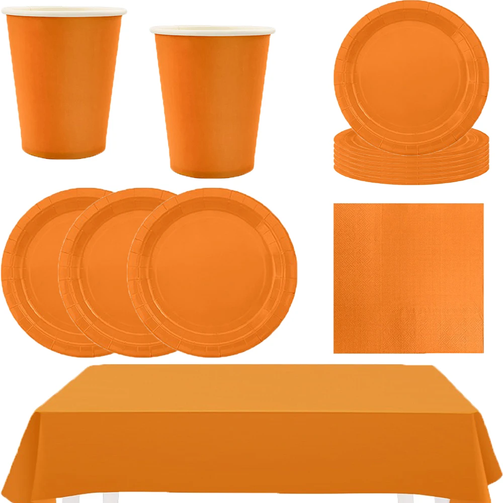 55 Pcs of Solid Color Disposable Tableware Set Suitable for Wedding Parties Family Gatherings Birthday Parties Party Tableware