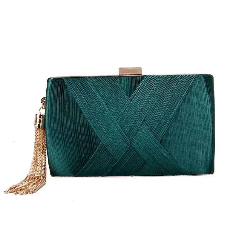 

Lady Silk Woven Evening Bags Women's Tassels Wedding Party Guest Handbags Elegant Party Wedding Clutch Bag