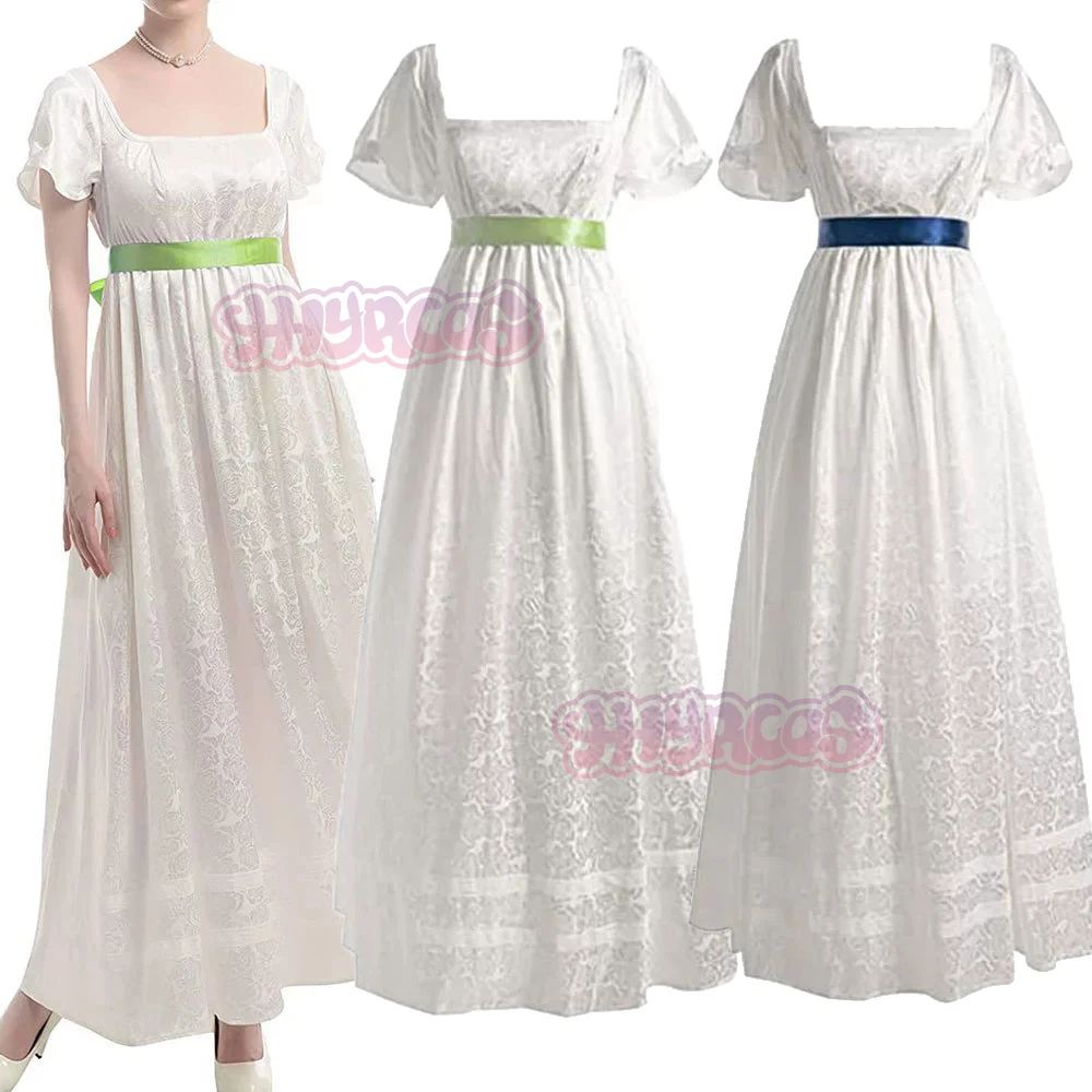 Corsé victoriano Medieval para mujer, vestido Vintage con cuello cuadrado, vestido blanco de Kate Sharma Regency, vestido de la era de la guerra Civil para Halloween