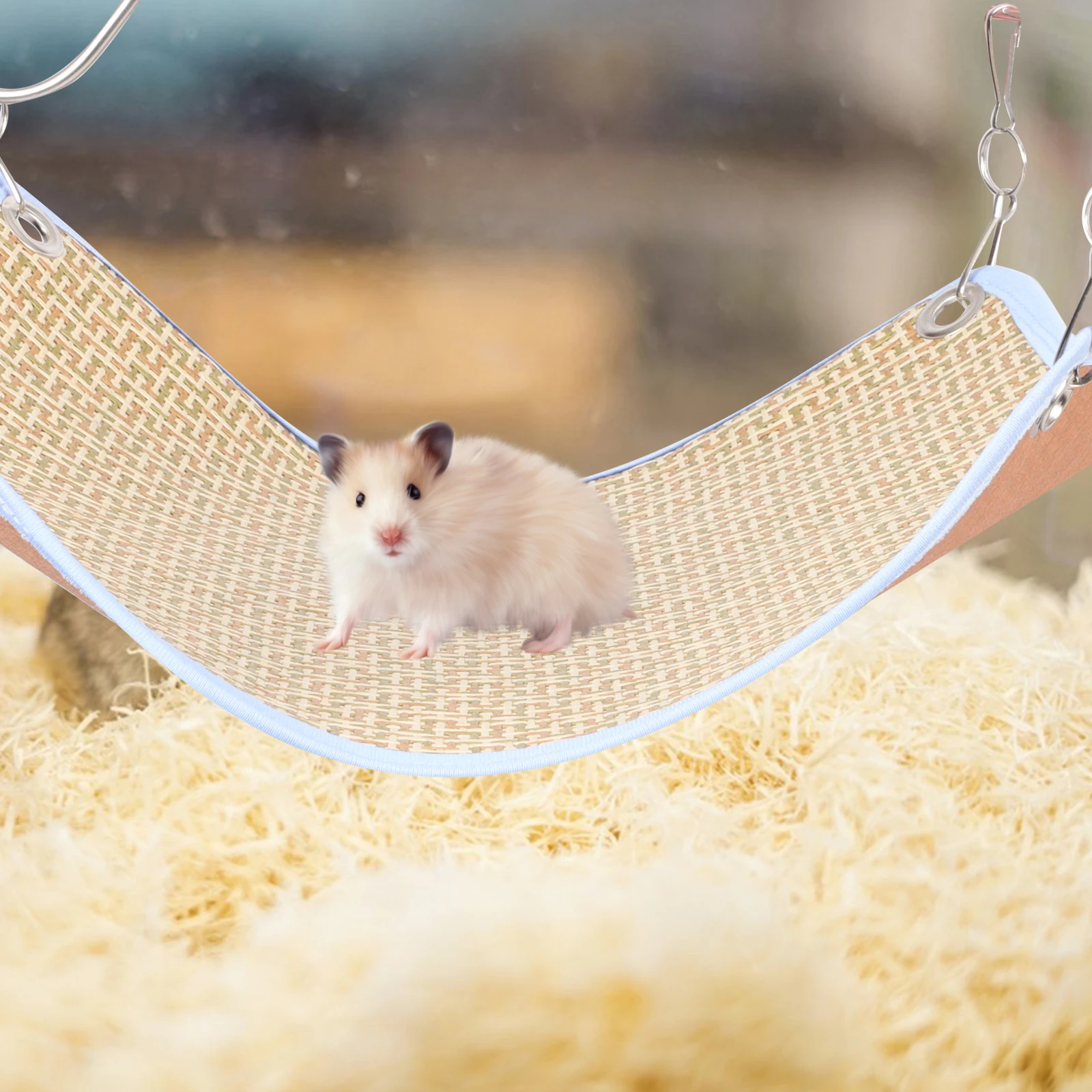

Pet Hammock Soft Mat for Small Animals Dwarf Hamster Toys Climbing Hanging Playground Pet Cage Hammock Decorative Toy Straw