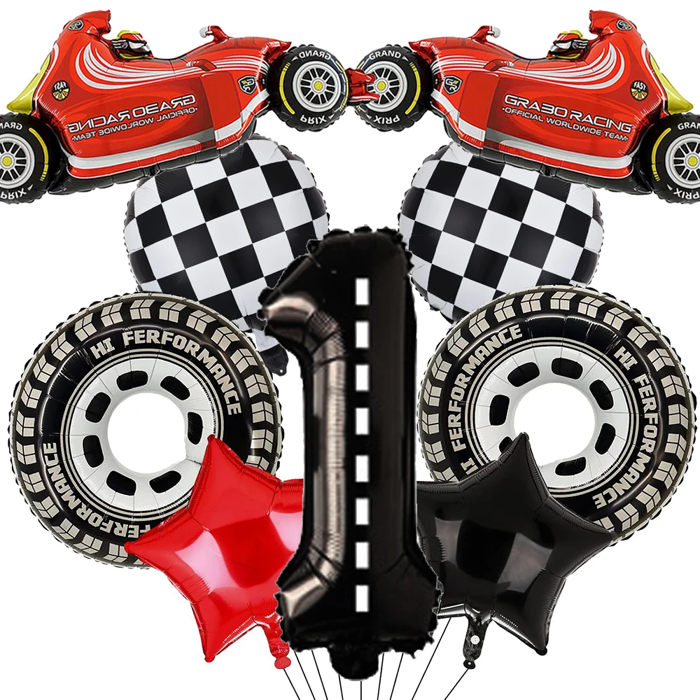 Rennwagen-Geburtstagsdekoration, Ballon-Set, 40 Zoll, Rennstrecke, Nummer 1, Ballon, Jungen, 1. Rennwagen, Geburtstag, F1, Party-Dekoration, Zubehör