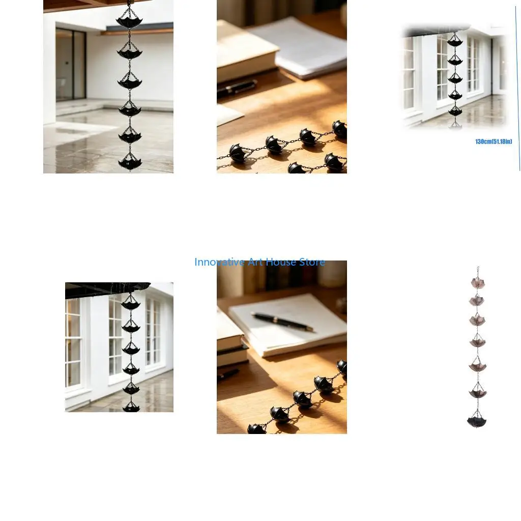 E1PC Roof Eaves Rain Chain Iron Cup Design for Outdoor Hanging Rain Catchers Chain