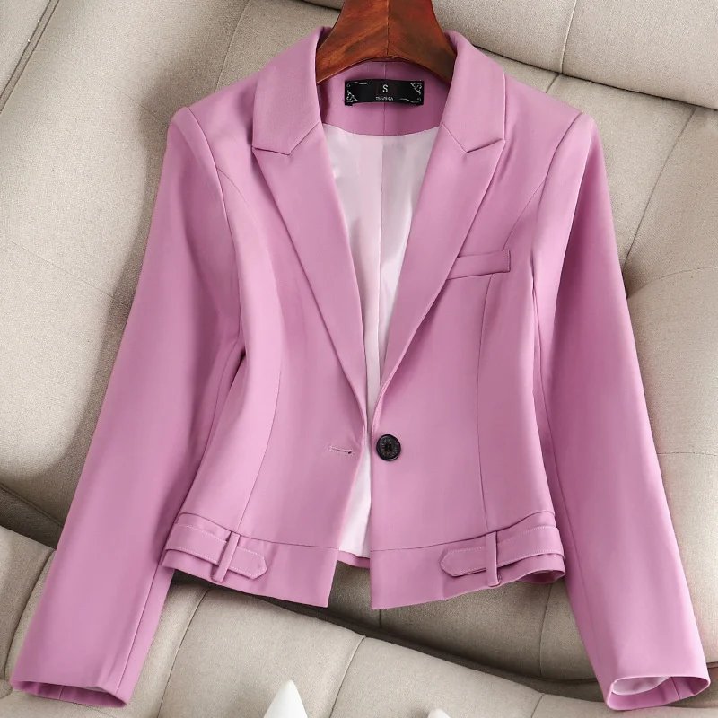 

2024 Fashion Women's Short Suit Jacket High Quality Casual Top Spring Autumn Office Blazer Streetwear Coat Single Button Blazers