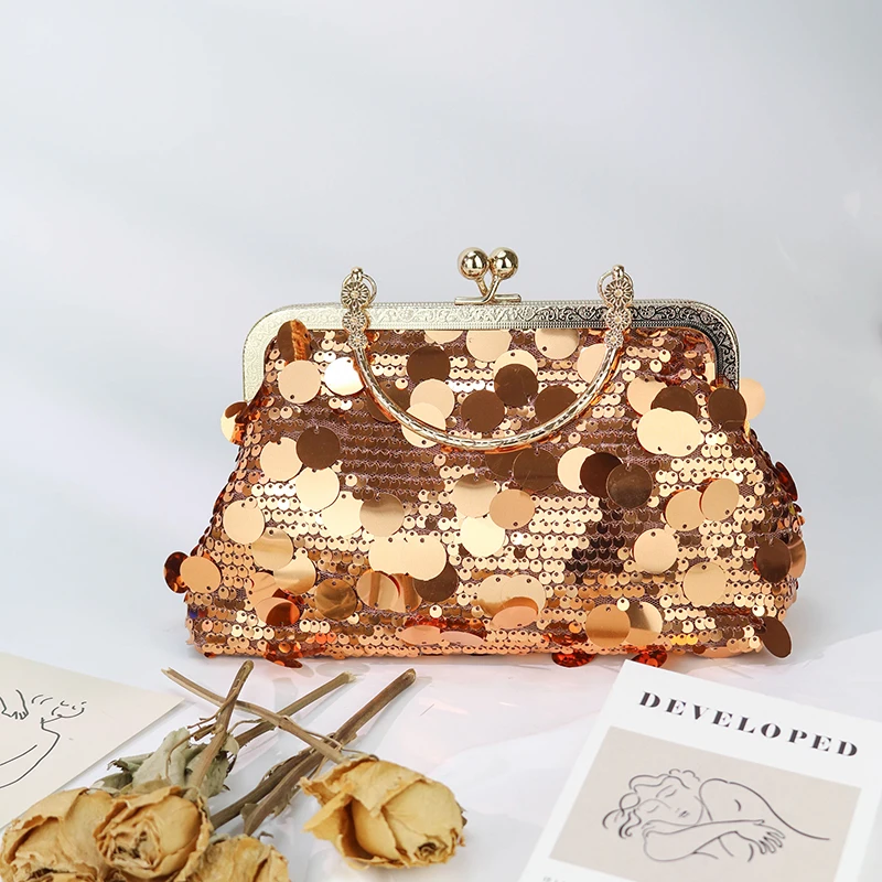 

Hot luxury grab bag Ladies embellished sequin dinner bag Wedding party purse Europe and the United States skew bag senior banque