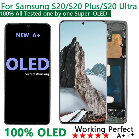 OLED Display For Samsung Galaxy 5G S20 Ultra G988 S20 Plus G985 G986 S20 G980 with Frame LCD Touch Screen Digitizer Replacement
