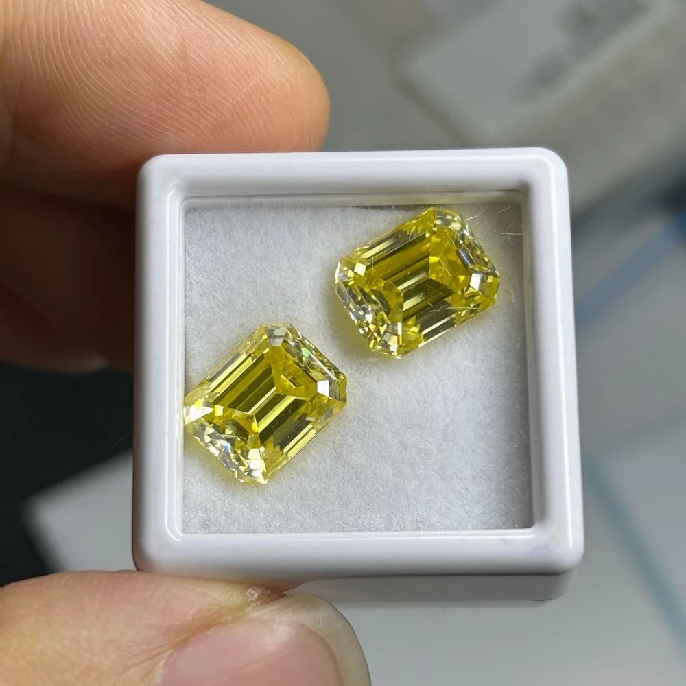 Meisidian Coated Color 8X10mm 4 Carat Emerald Ctut Dark Yellow Moissanite Diamond