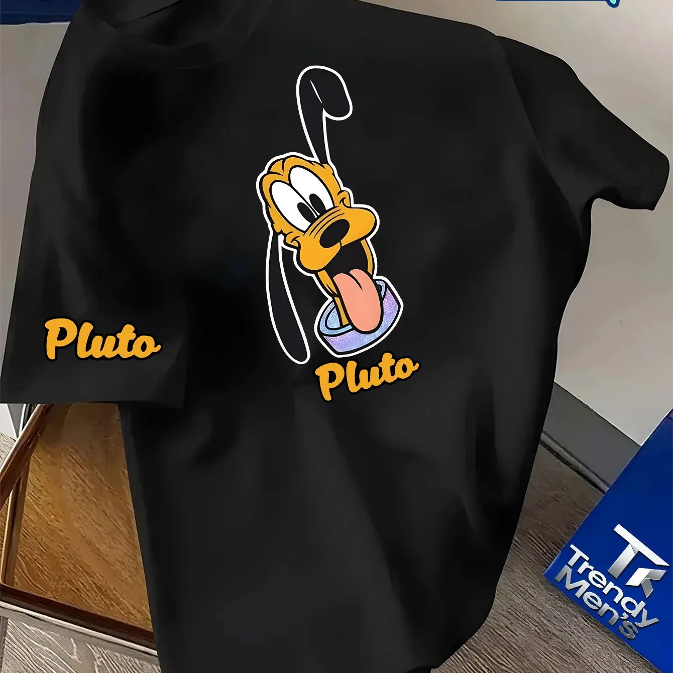 تي شيرت رجالي بنمط ديزني بلوتو للترفيه اليومي والأنشطة المخصصة للجنسين من القطن بأكمام قصيرة ملابس خروج كبيرة الحجم #2