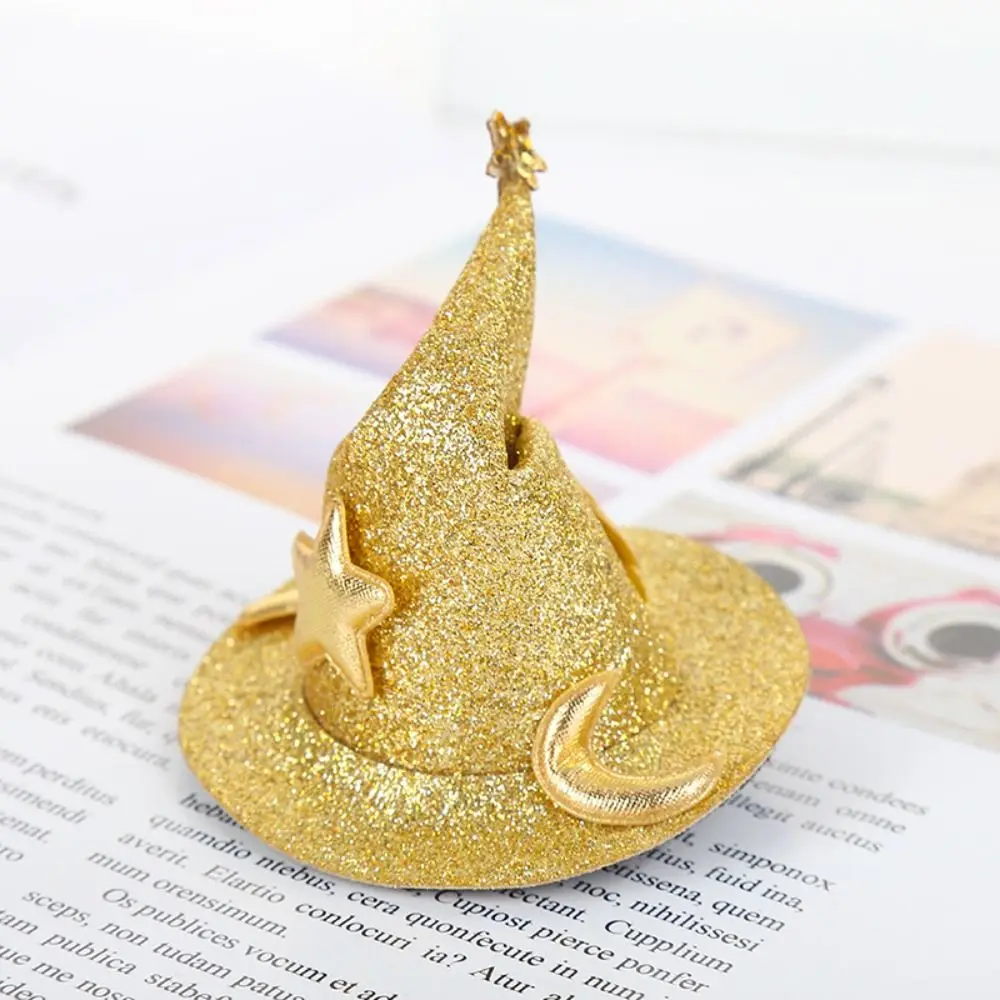 Small Top Hat Props Barrette Bent Hat Hair Clip Cute Witch Hat Witch Hat Hair Clip Mini Moon Witch Hat Hairclips Halloween Party