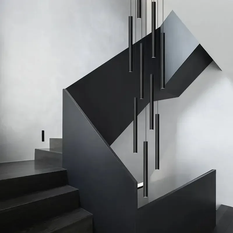 Modern minimalist LED stair chandelier living room bedroom chandelier bar lighting tubular bedroom bedside light fixtures