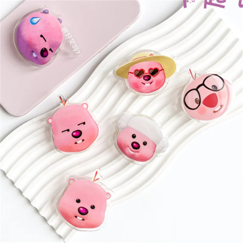 Korean Cartoon Bear Mobile Phone Holder Stand Cute Fold Finger Shrink Grip Bracket Accessories Socket For iPhone 15 14 Xiaomi