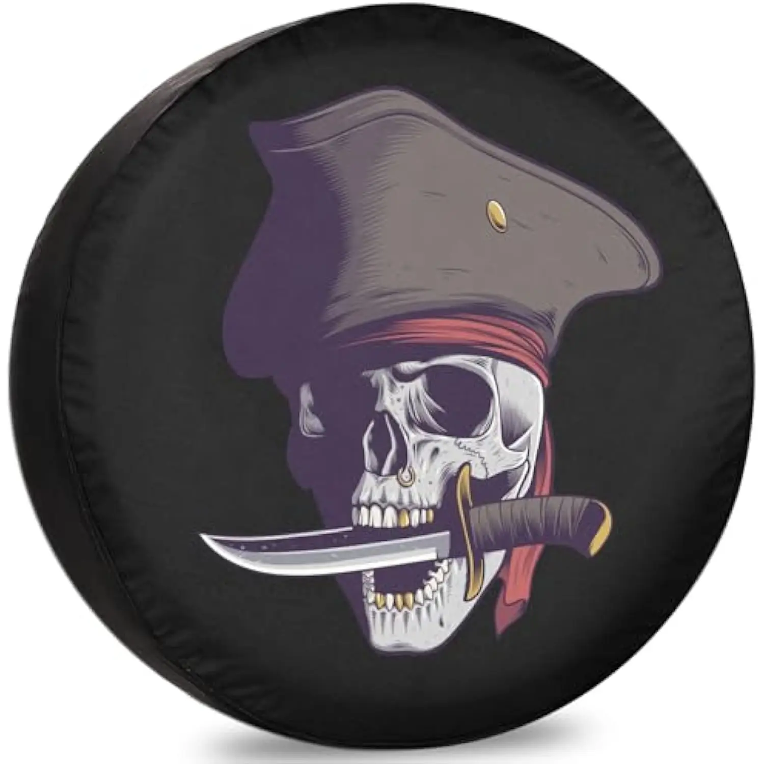 Pirate Skull Knife Graphic Spare Tire Cover Durable Vinyl Wheel Protector for RV Trailer SUV
