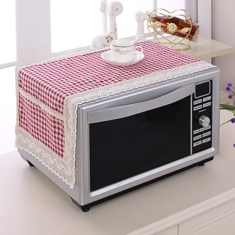 1PC Cotton Linen Microwave Cover Dustproof Oil-Proof Kitchen Protective Accessory Soft Decorative Home Appliance Cover
