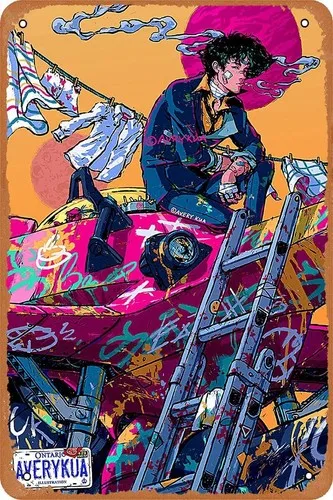 Cowboy Bebop Anime Poster Vintage Metall Blechschild Retro Wandkunst Deko-Platte