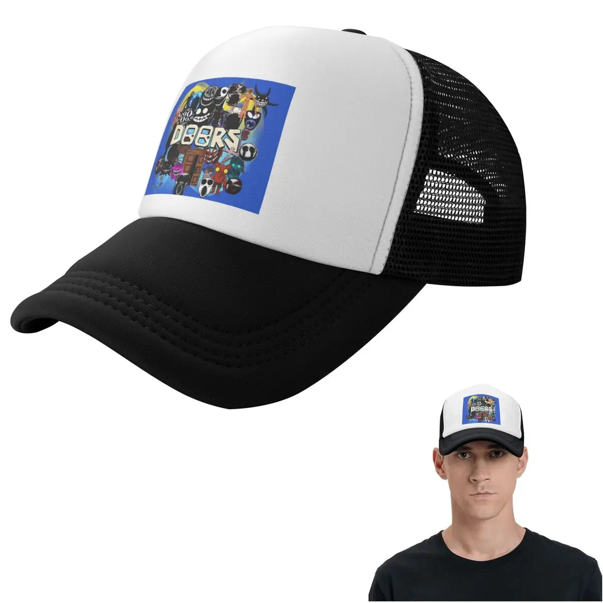 Doors All The Entities New Doors Game Update Drawstring Bag22 Cap Fashion Mesh Baseball Caps Adjustable Hat Hip Hop Summer