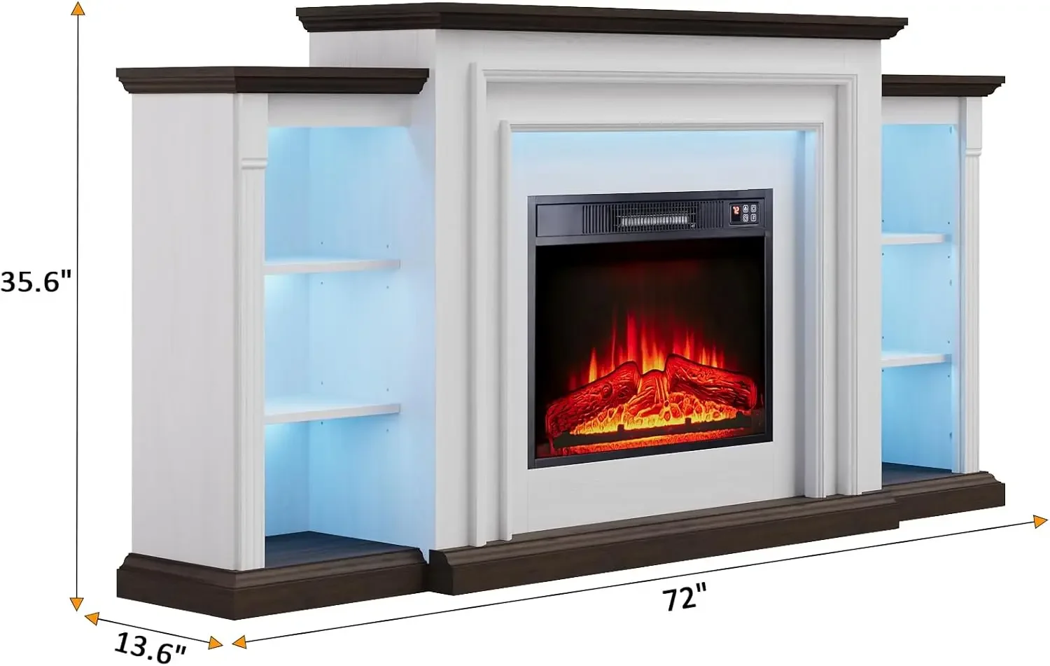 Lights Electric Fireplace with Mantel, Fireplace TV Stand for TVs Up to 80",Modern Entertainment Center with Storage, Delicate T