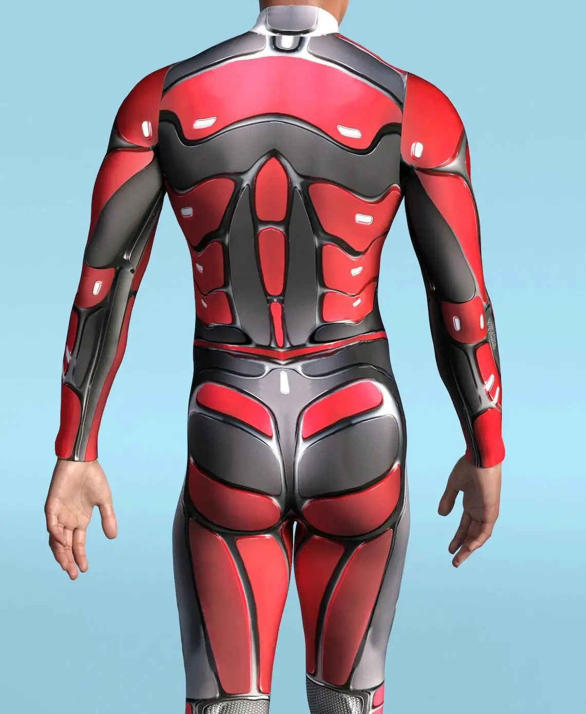 IOOTIANY Mech-Style Halloween-Bodysuit mit Aufdruck für Männer, Schlanker Langarm-Cosplay-Karnevalskostüm, Enger Jumpsuit Zentai 2026 – Detail 15