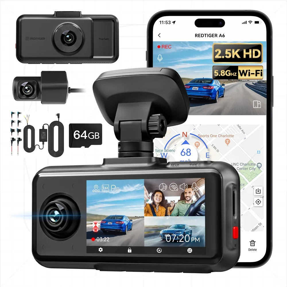 Distributor A6 Car Black Box 4K Dual Night Dash Camera Front and Rear Built-in WiFi & GPS 24H Parking Mode