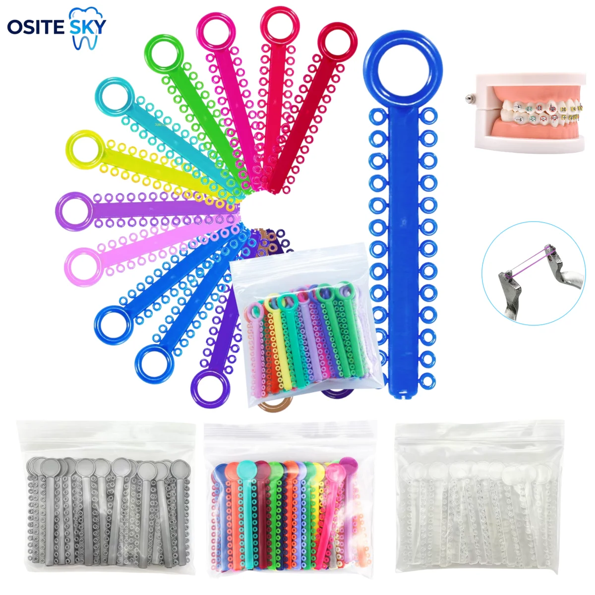 1040PCS/40Sticks Dental Orthodontic Elastic Ligature Ties Rubber Bands For Brackets Braces Dentistry Supplies Ortho Materials