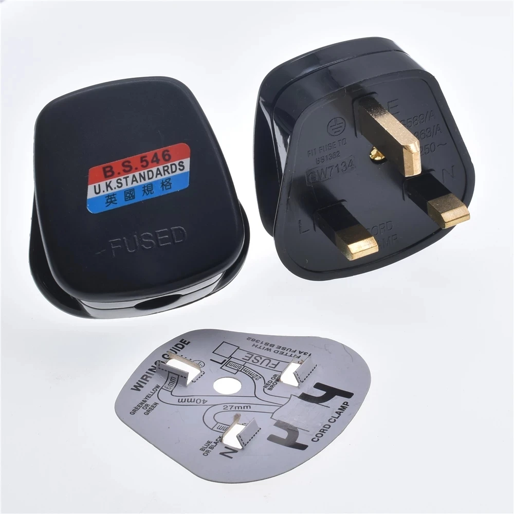 UK Plug Adapter13A250V 3Pin męskie gniazda zamienne Rewireable Fused gniazdo elektryczne złącze Euro na przedłużacz kabla zasilającego