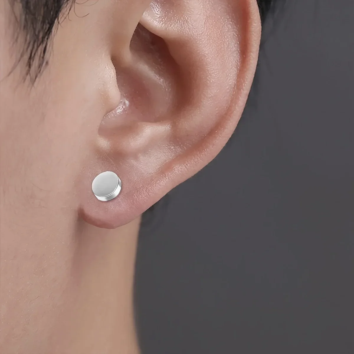 1 par de pendientes magnéticos fuertes de cristal para hombres y mujeres, pendientes magnéticos de circón redondos Punk, joyería sin perforación