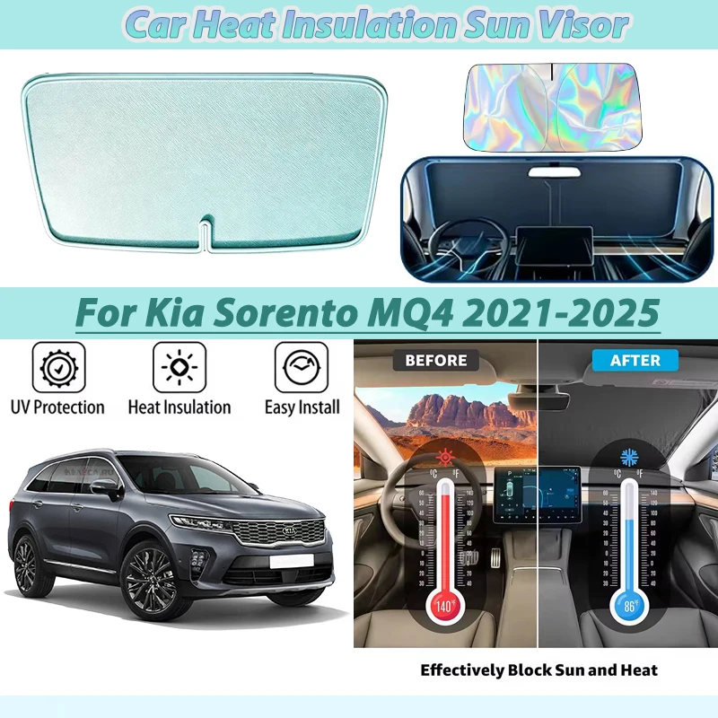 フロントサンシェード起亜ソレント-mq4-2021-2022-2023-2024-2025-アクセサリー車のサンバイザー窓断熱日焼け防止部品