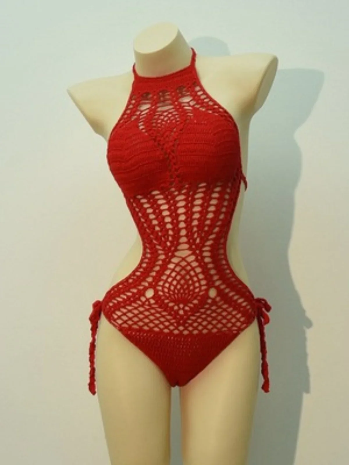 Handmade Hook Needle Slim Fit Bikini  Swimsuit Women's n Sle Swimming Costume Hollow out Design Casual Swim...