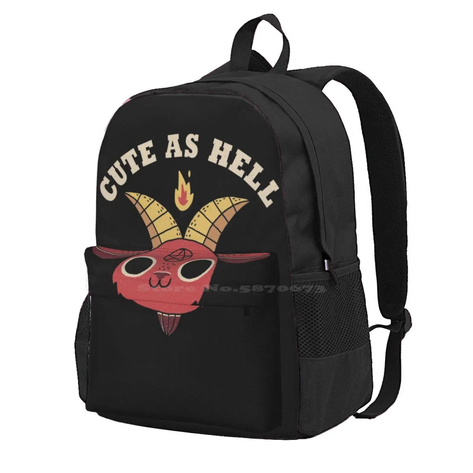 

Cute As Hell Hot Sale Schoolbag Backpack Fashion Bags Cute Devil Demon Retro Vintage Occult Funny Character Hell Dinomike