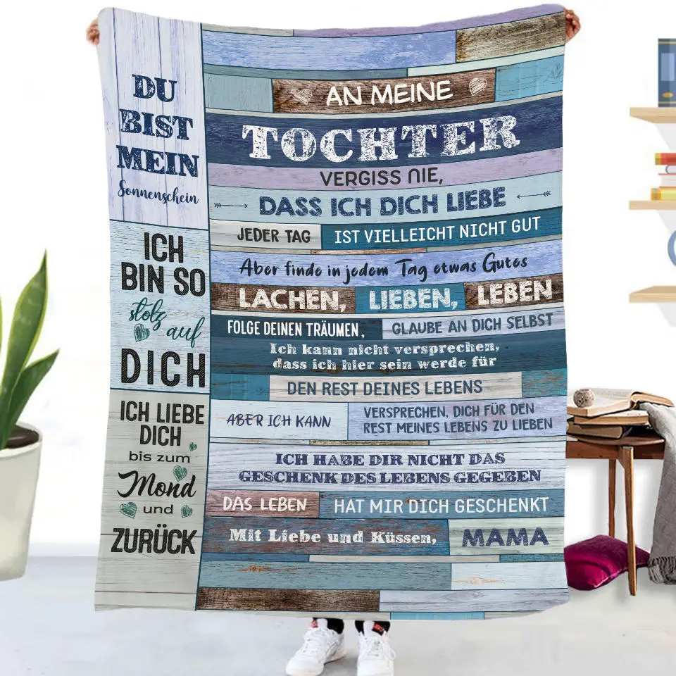 Flanelldecke mit deutschen Buchstaben „To My Daughter Son“, Weihnachtsgeschenk, warme Überwurfdecke für Bett, Sofa, Couch, Geburtstagsgeschenke, Heimkönigin – Detail 3