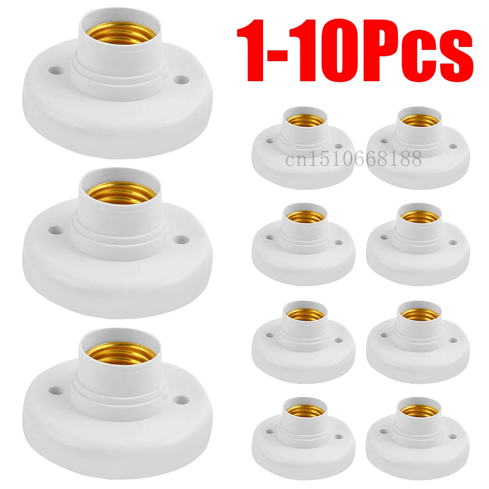 1-10Pcs 220V E27 Screw Lamp Stand Light Bulb Socket Holder Adapter Base Cap Socket White Ceiling Light Lamp Bulb Fixing Base