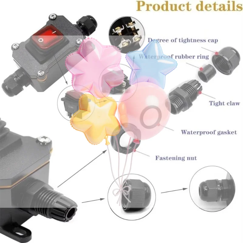 KCD1 Waterproof Inline Power Cord Switch 30A 220V Heavy Duty IP65 Marine Rocker for Home Appliance Modification