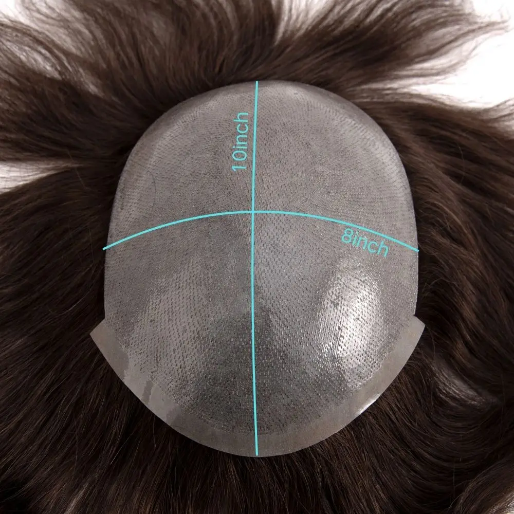 شعر مستعار من البولي يوريثان مقاس 8 × 10 بوصة للرجال من OCK - شعر بشري أوروبي على شكل حرف V، نظام استبدال الشعر بقاعدة PU رفيعة للغاية #6