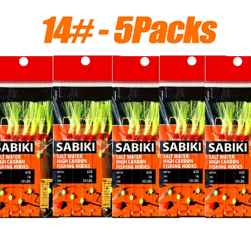 TAKBAS Glow-in-the-Dark Sabiki Rig Set 5/10 Packungen, hochfeste Nylon-Angelgeräte mit scharfen Haken für Salzwassersurfen 10