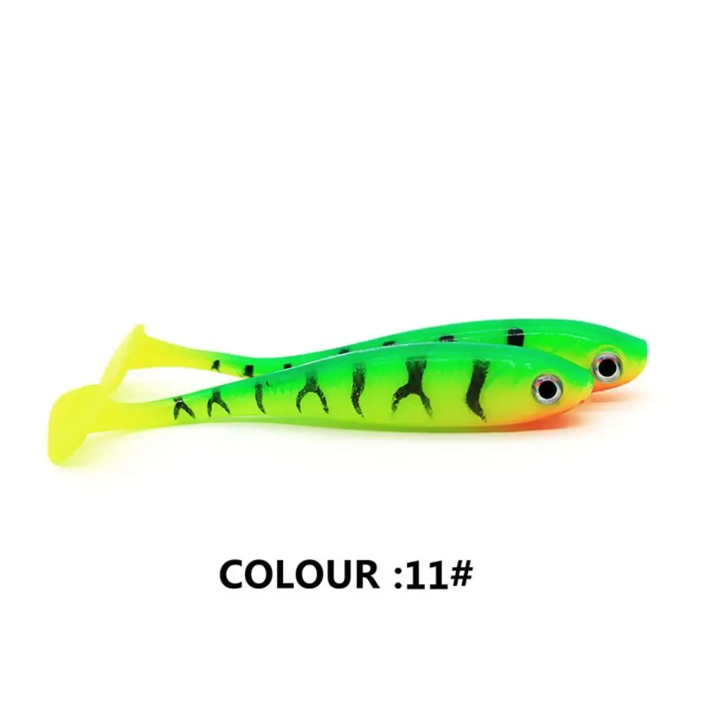 5PCS Attrezzatura da pesca 7cm/2.1g T-coda Esca morbida Silicone artificiale Paddle Tail Swimbaits Pesca Affondamento Jigging Wobblers Pike