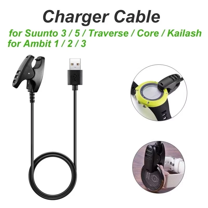 Chargeur USB pour montre connectée Suunto 3 Fitness/Suunto 5/Traverse/Ambit 1 2 3, câble de charge USB, chargeur de remplacement