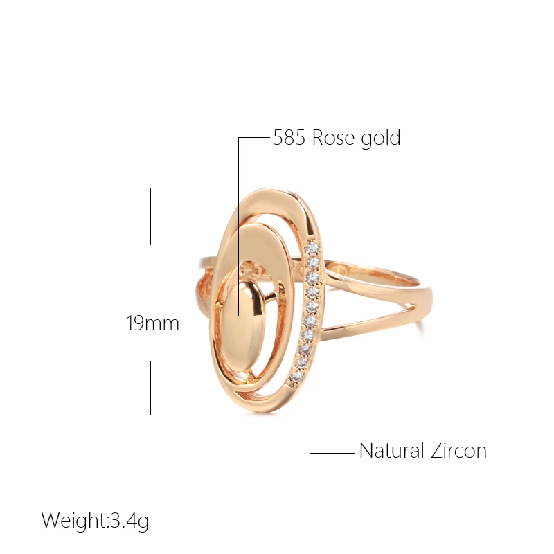 Elegant Glossy Hollow Whirl 585 Gold Color Zircon Rings for Women Ethnic Fashion Jewelry Party Wedding Sexy Rings Accessories