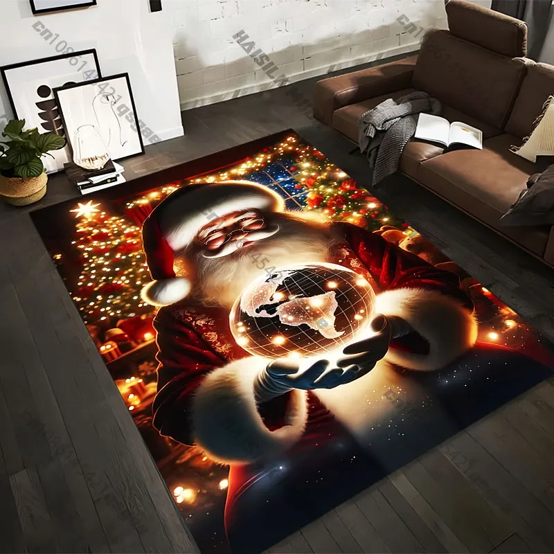 21 Sizes Christmas globe spreading world joy Printed Area Rugs for Adult Yoga Mats Living Room Decor Personalized Doormat