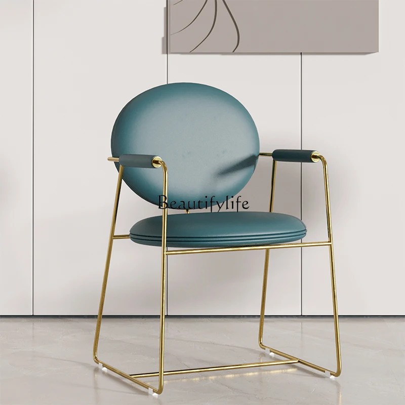 Italian Minimalist Light Luxury Dining Chair Home Modern Minimalist Backrest Restaurant Designer Gold-Plated Chair