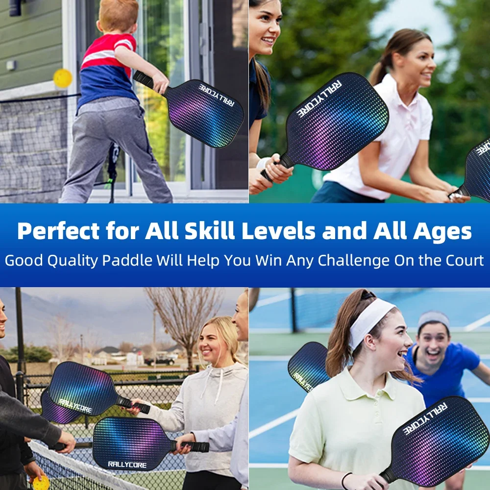 피클볼 패들 2개 세트, 섬유 유리 피클볼 패들, 마찰 표면 피클볼 라켓 세트 (남녀 공용)