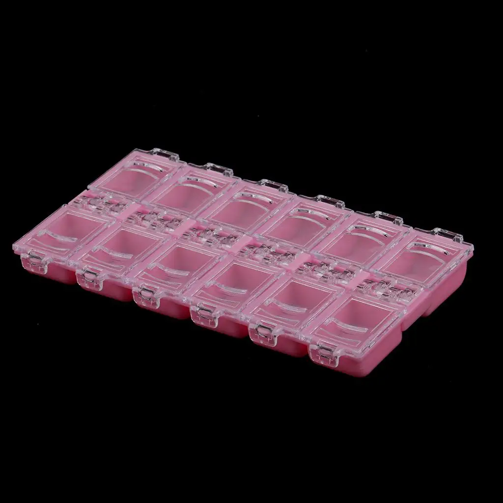 Plastic Nail Storage Case with 12 Compartments Clear Lid Organizer Nail Box Case for Glitter Rhinestones Beads