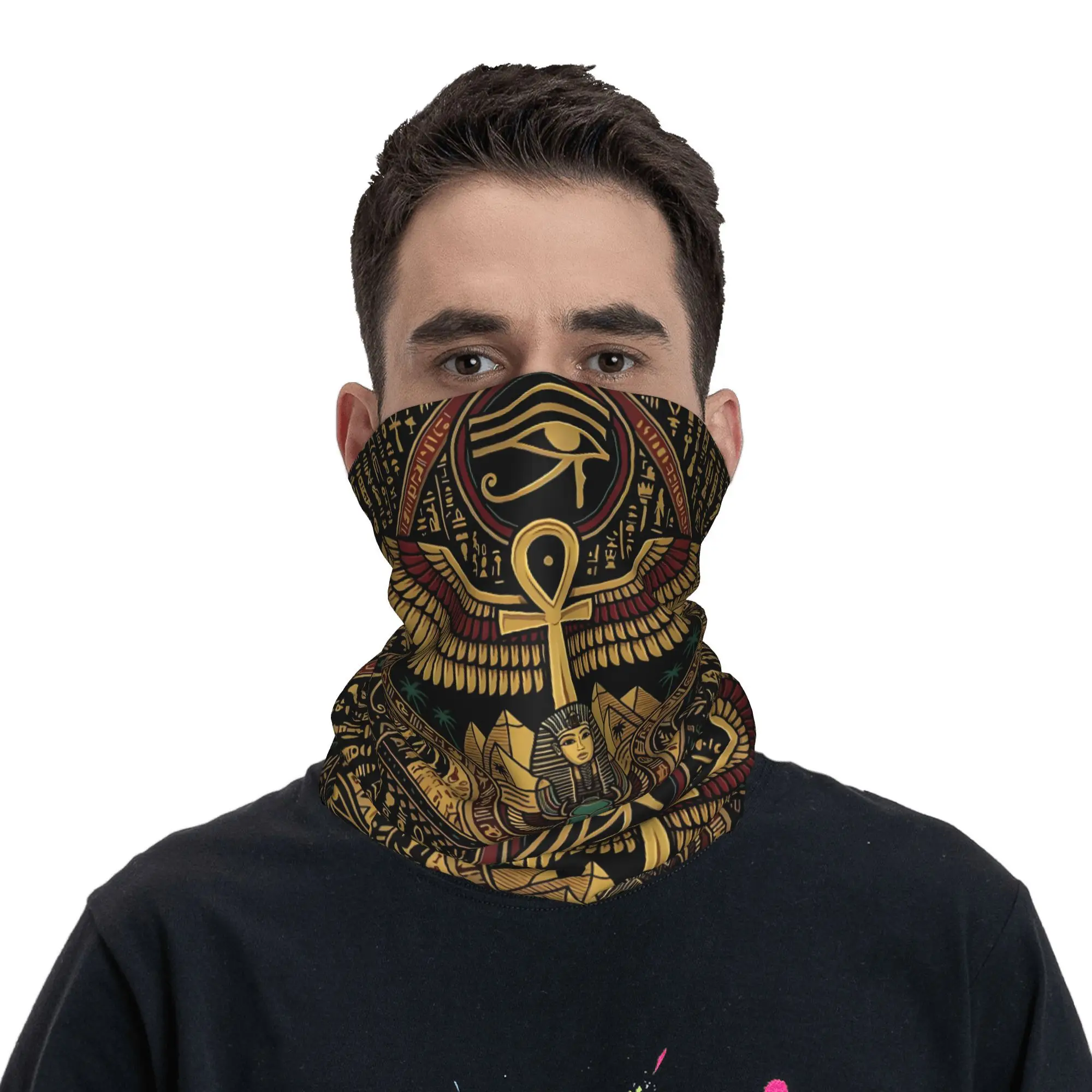 Customization Egyptian Ankh & Eye Of Horus Scarf Neckerchief Bandana - Multifunctional Face Mask & Neck Suitable For Outdoor Run