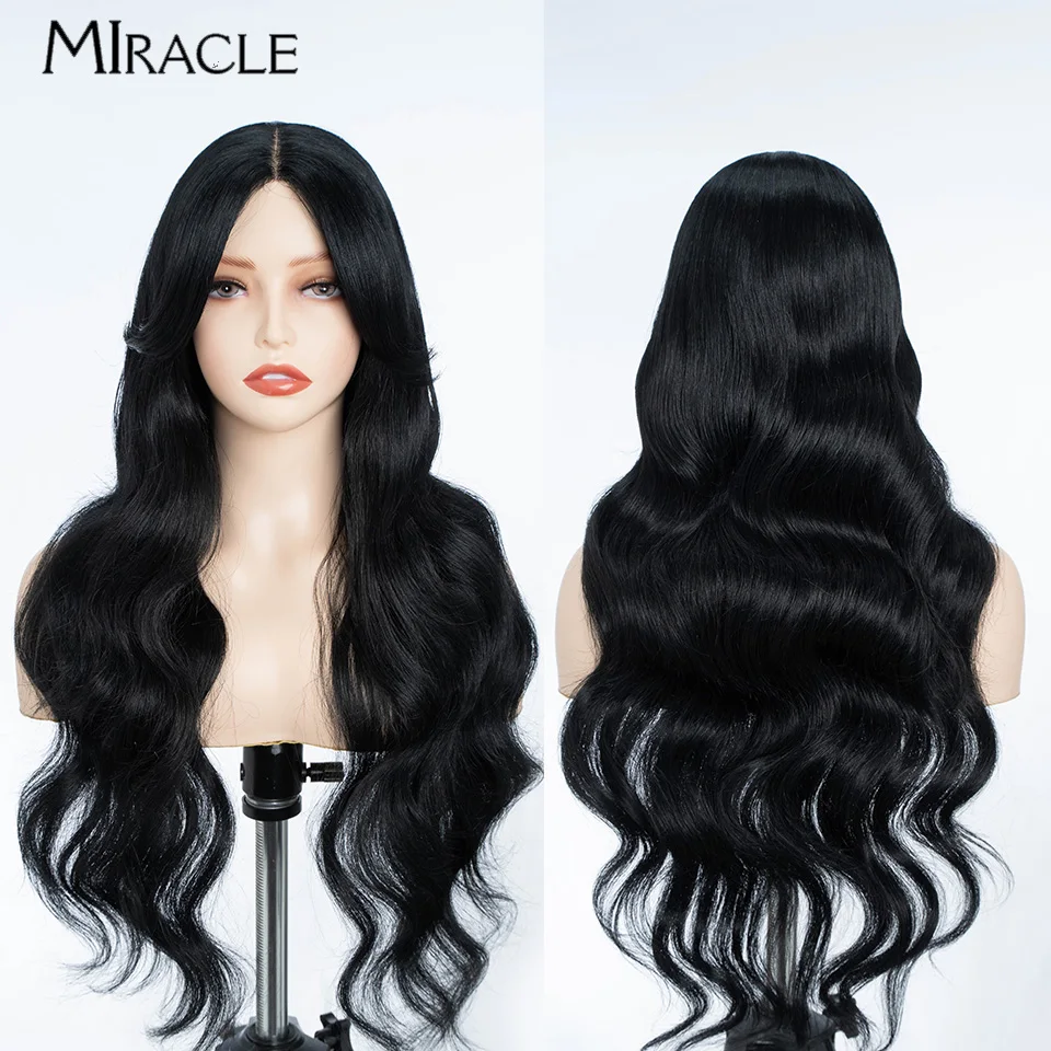 MIRACLE-peluca sintética con malla frontal para mujer, pelo falso, resistente al calor, color rubio, 28 pulgadas