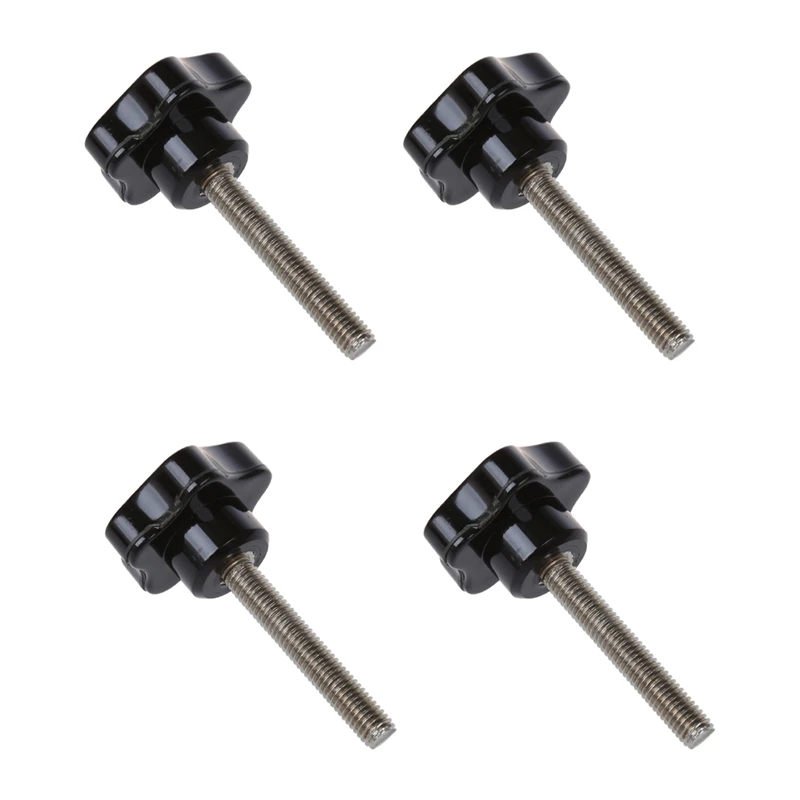 4Pcs M8 X 50Mm Thread Replacement Star Hand Knob Tightening Screw Black Silver Tone