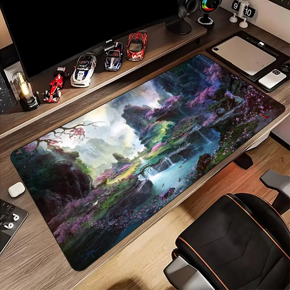 

Коврик для мыши Mysterious Cherry Blossom Valley, настольный коврик, игровой коврик, аксессуары для геймерских ПК, резиновая противоскользящая клавиатура, удлиненные коврики для мыши