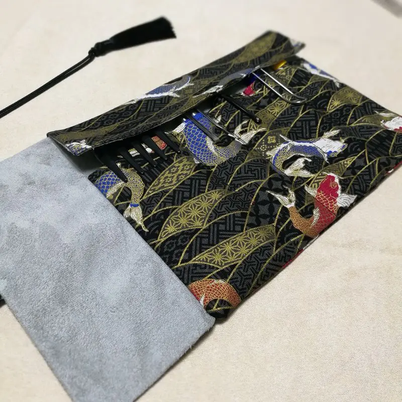 National Japanese Style Cotton and Linen Pen Bag Fountain Pen Curtain Roll Pen Bag Men and Women Cloth Pen Bag Large Capacity