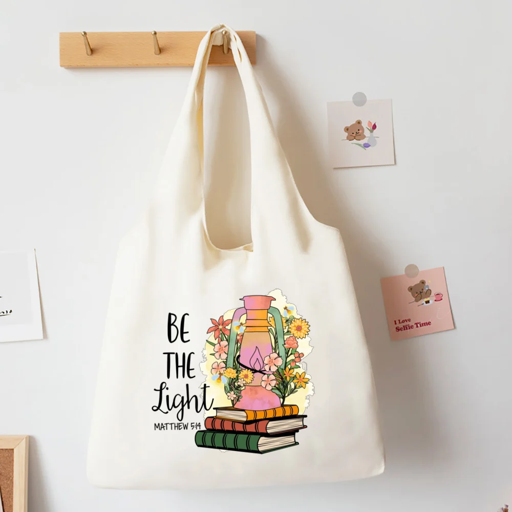 Floral Books Printed Shoulder Bag Literature Book Flower Tote Bags Illustration Girls Book Bag Travel Harajuku Canvas Handbag