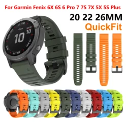 Ремешок QuickFit для Garmin Fenix 6X 6 6S Pro, силиконовый браслет для часов Fenix 7S 7X 7 5X 5 5S 945 965 Epix Gen 2 Correa, 22 20 26 мм