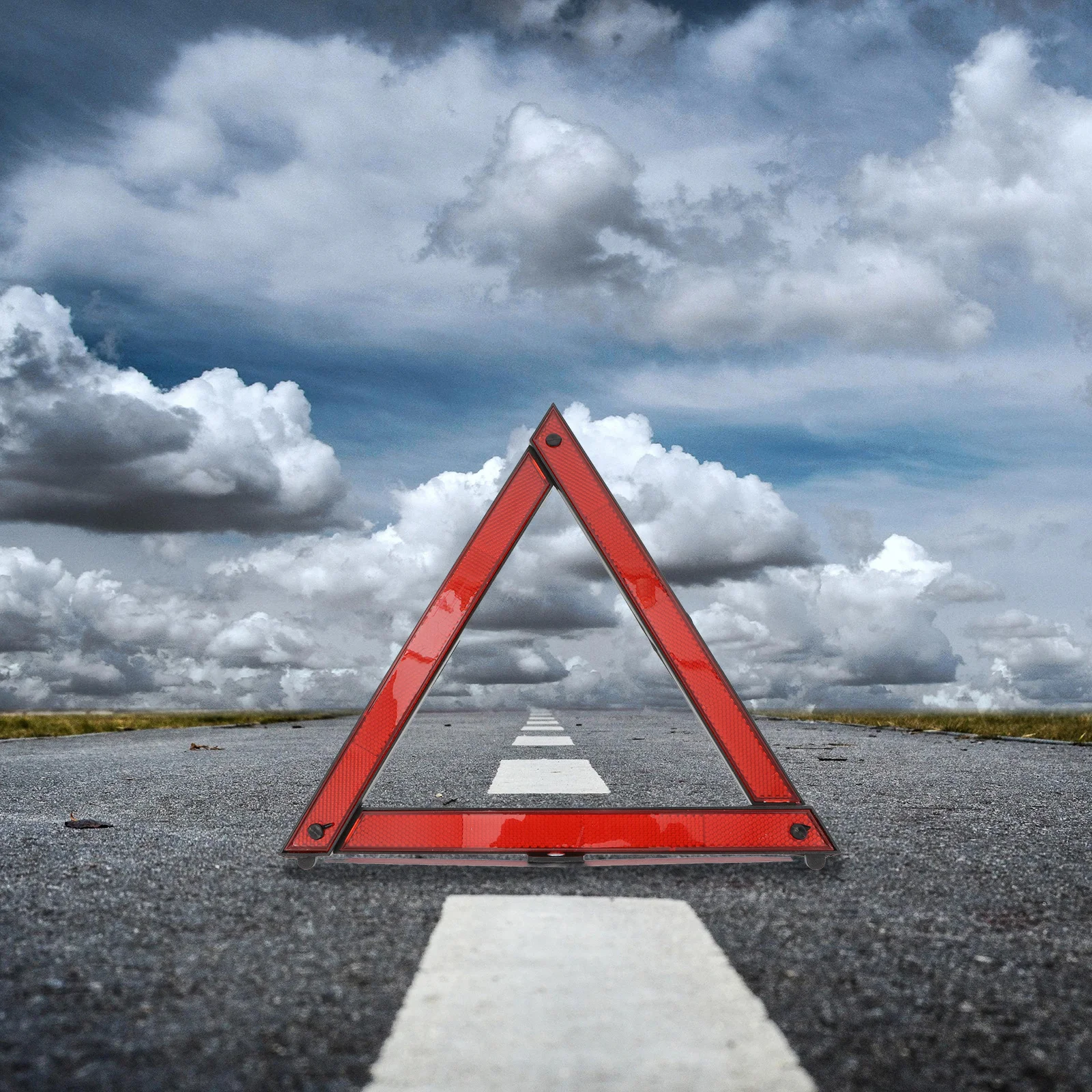 2pcs Car Warning Triangle Auto Safety Triangle Folding Design For Road Construction Vehicle Maintenance Durable Wind Resistant