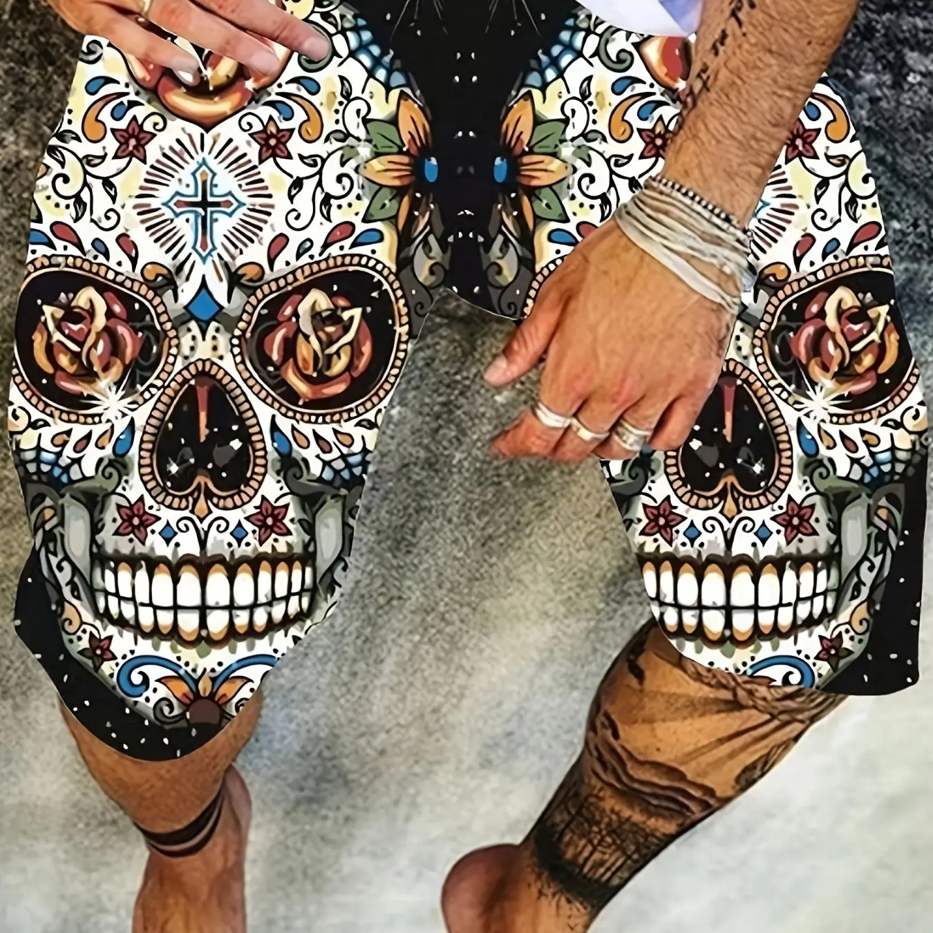 Pantalones cortos con estampado de calavera en 3D para hombre, shorts deportivos para ocio, vacaciones, viajes, hip-hop personalizados, S-5XL de playa de verano