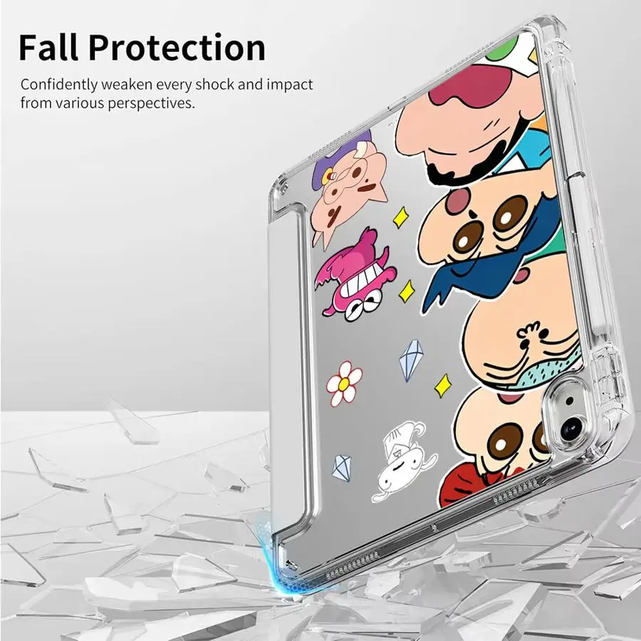 Crayon Tablet Case For iPad Mini 6 7 Pro 11th 10th 9th 8th 7th 12.9inch Pro 2025 Air 4 5 M3 M2 1 2 M4 11inch Y-Fold Holder Cover