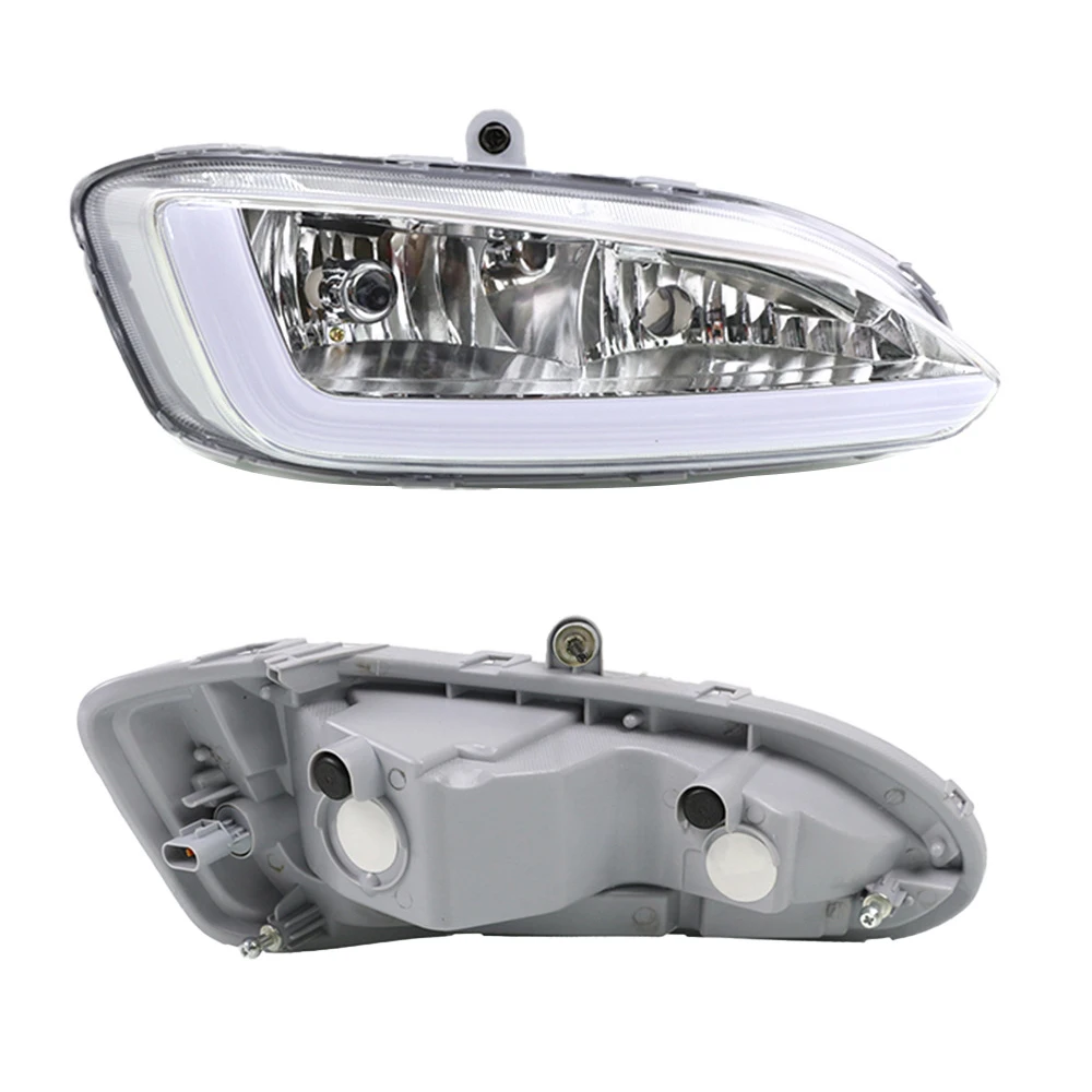 For Hyundai Santa Fe IX45 2013 2014 2015 12V Fog Lamp DRL LED Daytime Running Light Waterproof led bulbs Car Headlight Assembly